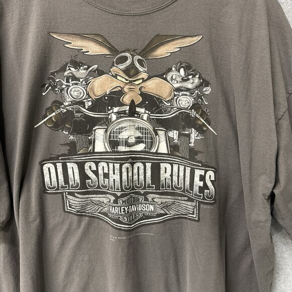 Harley Davidson Looney Tunes Old School Rules Vintage Y2K Shirt Men’s Size 3X - Picture 2 of 15
